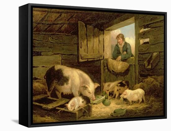 A Boy Looking into a Pig Sty, 1794-George Morland-Framed Stretched Canvas