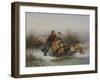 A Boy Pushing a Young Girl in a Sledge (Oil on Canvas)-Jan Walraven-Framed Giclee Print