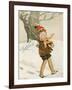 A Boy Walks Through the Snow Carrying Ice Skates-Anne Anderson-Framed Art Print