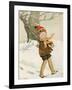 A Boy Walks Through the Snow Carrying Ice Skates-Anne Anderson-Framed Art Print