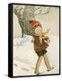 A Boy Walks Through the Snow Carrying Ice Skates-Anne Anderson-Framed Stretched Canvas