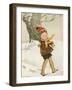 A Boy Walks Through the Snow Carrying Ice Skates-Anne Anderson-Framed Art Print