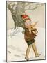 A Boy Walks Through the Snow Carrying Ice Skates-Anne Anderson-Mounted Art Print