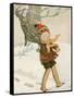 A Boy Walks Through the Snow Carrying Ice Skates-Anne Anderson-Framed Stretched Canvas
