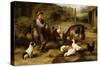 A Boy with Poultry and a Goat in a Farmyard, 1903-Charles Hunt-Stretched Canvas