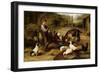 A Boy with Poultry and a Goat in a Farmyard, 1903-Charles Hunt-Framed Giclee Print