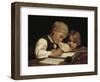 A Boy Writing; Schreibender Knabe Mit Schwesterchen, 1875-Albert Anker-Framed Giclee Print