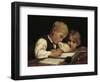 A Boy Writing; Schreibender Knabe Mit Schwesterchen, 1875-Albert Anker-Framed Giclee Print