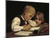 A Boy Writing; Schreibender Knabe Mit Schwesterchen, 1875-Albert Anker-Mounted Giclee Print