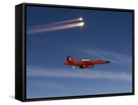 A BQM-74 Target Drone Fires Flares-Stocktrek Images-Framed Stretched Canvas