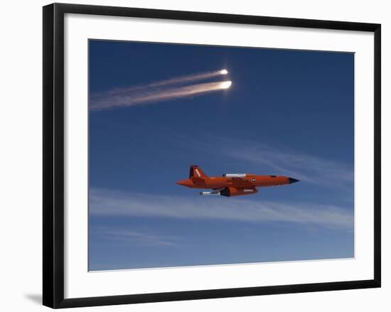 A BQM-74 Target Drone Fires Flares-Stocktrek Images-Framed Photographic Print