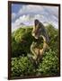 A Brachiosaurus with Young Above the Treetops, Surrounded by Pterodactyls-null-Framed Premium Giclee Print