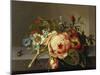 A Branch of Roses with Beetle and Bee, 1741-Rachel Ruysch-Mounted Premium Giclee Print