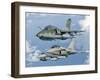 A Brazilian Air Force Embraer A-1B, French Air Force Rafale, and US Air Force F-16C Fighting Falcon-Stocktrek Images-Framed Photographic Print