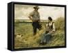 A Break from the Harvest-Julien Dupre-Framed Stretched Canvas