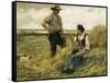 A Break from the Harvest-Julien Dupre-Framed Stretched Canvas