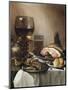 A Breakfast Still Life of a Roemer Ham and Meat on Pewter Plates, Bread and a Gold Verge Watch on…-Pieter Claesz-Mounted Giclee Print