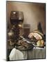 A Breakfast Still Life of a Roemer Ham and Meat on Pewter Plates, Bread and a Gold Verge Watch on…-Pieter Claesz-Mounted Giclee Print