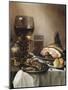 A Breakfast Still Life of a Roemer Ham and Meat on Pewter Plates, Bread and a Gold Verge Watch on…-Pieter Claesz-Mounted Giclee Print