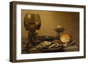 A Breakfast Still Life of Oysters, Salt Bread and Nuts-Pieter Claesz-Framed Giclee Print