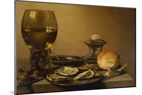A Breakfast Still Life of Oysters, Salt Bread and Nuts-Pieter Claesz-Mounted Giclee Print