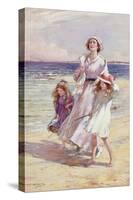 A Breezy Day at the Seaside-William Kay Blacklock-Stretched Canvas
