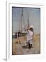 A Breton Fisher Girl (Oil on Panel)-Hector Caffieri-Framed Premium Giclee Print