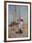 A Breton Fisher Girl (Oil on Panel)-Hector Caffieri-Framed Premium Giclee Print