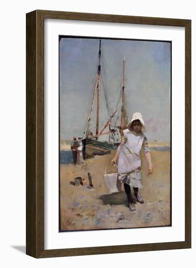 A Breton Fisher Girl (Oil on Panel)-Hector Caffieri-Framed Giclee Print