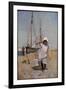 A Breton Fisher Girl (Oil on Panel)-Hector Caffieri-Framed Giclee Print