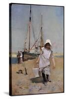 A Breton Fisher Girl (Oil on Panel)-Hector Caffieri-Stretched Canvas