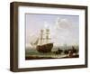 A Brick Caught on the Shore, Unloaded into Carts. Oil on Canvas, circa 1790, by Julius Caesar Ibbet-Julius Caesar Ibbetson-Framed Giclee Print