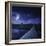 A Bridge across the River at Night Against Starry Sky, Russia-null-Framed Photographic Print