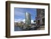 A Bridge Crossing the North Quay with the London Marriott Hotel Behind, Canary Wharf, Docklands-Charlie Harding-Framed Photographic Print