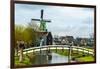 A Bridge Leading to a Village of Historic Homes in the Netherlands-Sheila Haddad-Framed Premium Photographic Print