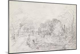 A Bridge Near Salisbury Court, C.1829 (Graphite on Paper)-John Constable-Mounted Giclee Print