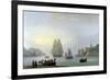 A Brig Entering Dartmouth Harbour, with a Ferry in the Foreground, 1828-Thomas Luny-Framed Giclee Print