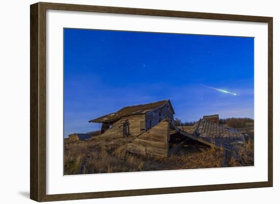 A Bright Bolide Meteor Breaking Up as it Enters the Atmosphere-null-Framed Photographic Print