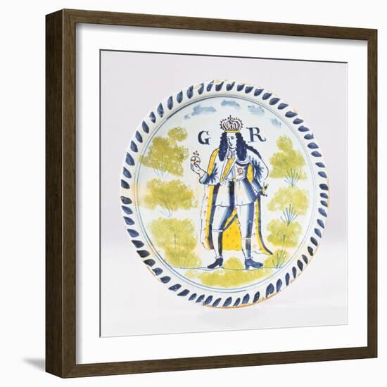 A Bristol Delft Polychrome Royal Portrait Charger Painted with a Full Length Portrait of George I i-null-Framed Giclee Print