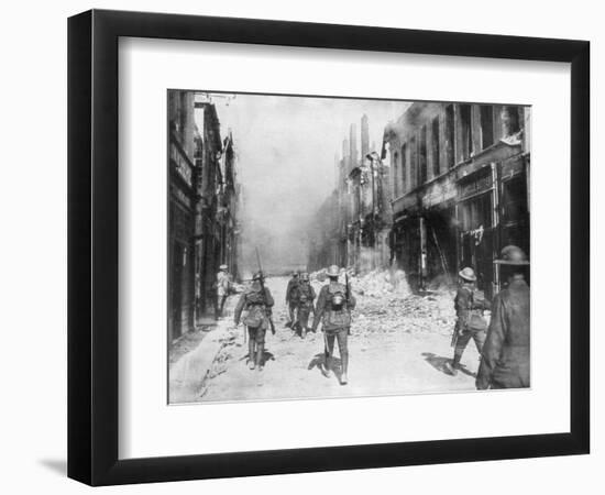 A British Army Patrol, Cambrai, France, First World War, 9 October 1918-null-Framed Giclee Print