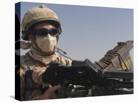 A British Army Soldier Mans a Machine Gun Mounted on Top of a Land Rover-Stocktrek Images-Stretched Canvas