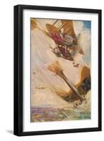 'A British Biplane Bringing Down a German Taube', c1916 (1928)-Cyrus Cuneo-Framed Giclee Print