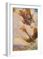 'A British Biplane Bringing Down a German Taube', c1916 (1928)-Cyrus Cuneo-Framed Giclee Print