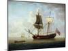 A British Brigantine, Carrying the Red Flag and the Union Jack, Offshore in a Calm Sea. Oil on Canv-John the Elder Cleveley-Mounted Giclee Print