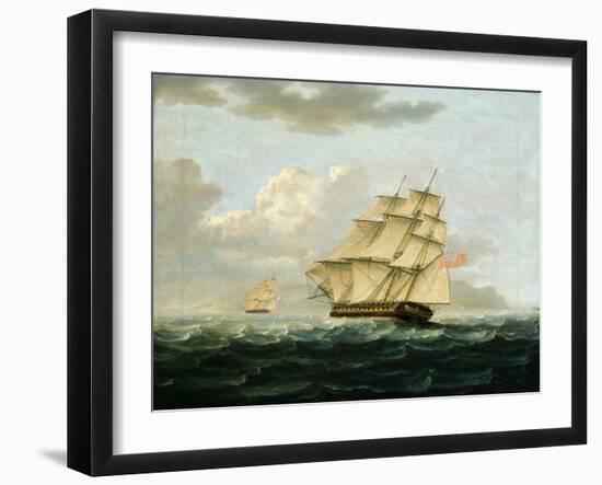 A British Frigate in Pursuit of a French Frigate-Thomas Buttersworth-Framed Giclee Print