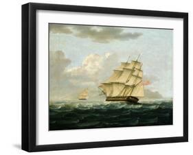 A British Frigate in Pursuit of a French Frigate-Thomas Buttersworth-Framed Giclee Print