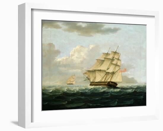 A British Frigate in Pursuit of a French Frigate-Thomas Buttersworth-Framed Giclee Print