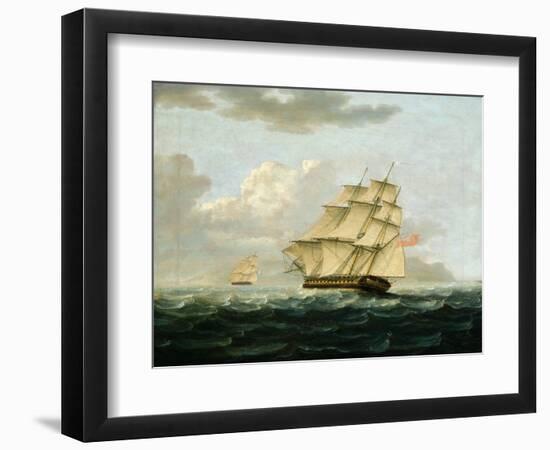 A British Frigate in Pursuit of a French Frigate-Thomas Buttersworth-Framed Giclee Print