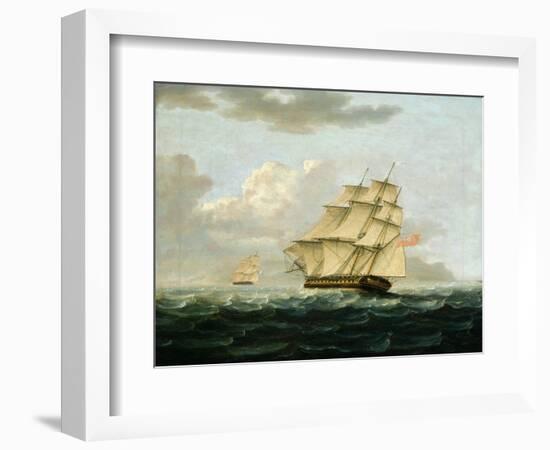 A British Frigate in Pursuit of a French Frigate-Thomas Buttersworth-Framed Giclee Print