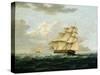 A British Frigate in Pursuit of a French Frigate-Thomas Buttersworth-Stretched Canvas